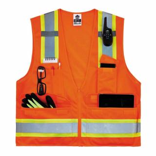 Ergodyne Orange Two-Tone Surveyor Vest - Type R, Class 2, Zipper